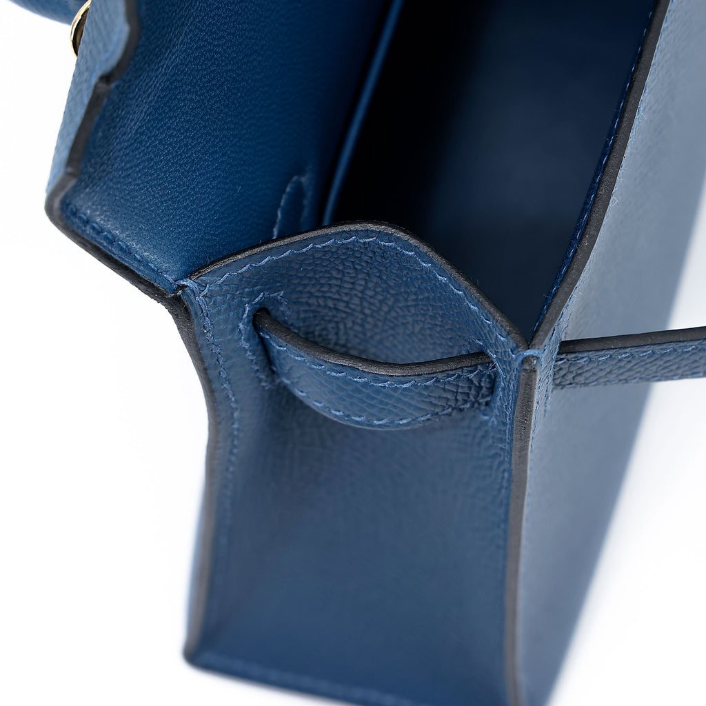 Hermès Mini Kelly II Deep Blue GHW