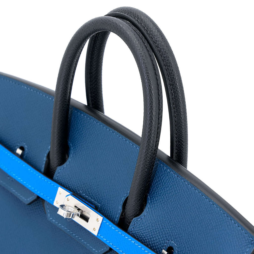 Hermès Birkin 25 Black Deep Blue Bleu Hydra PHW