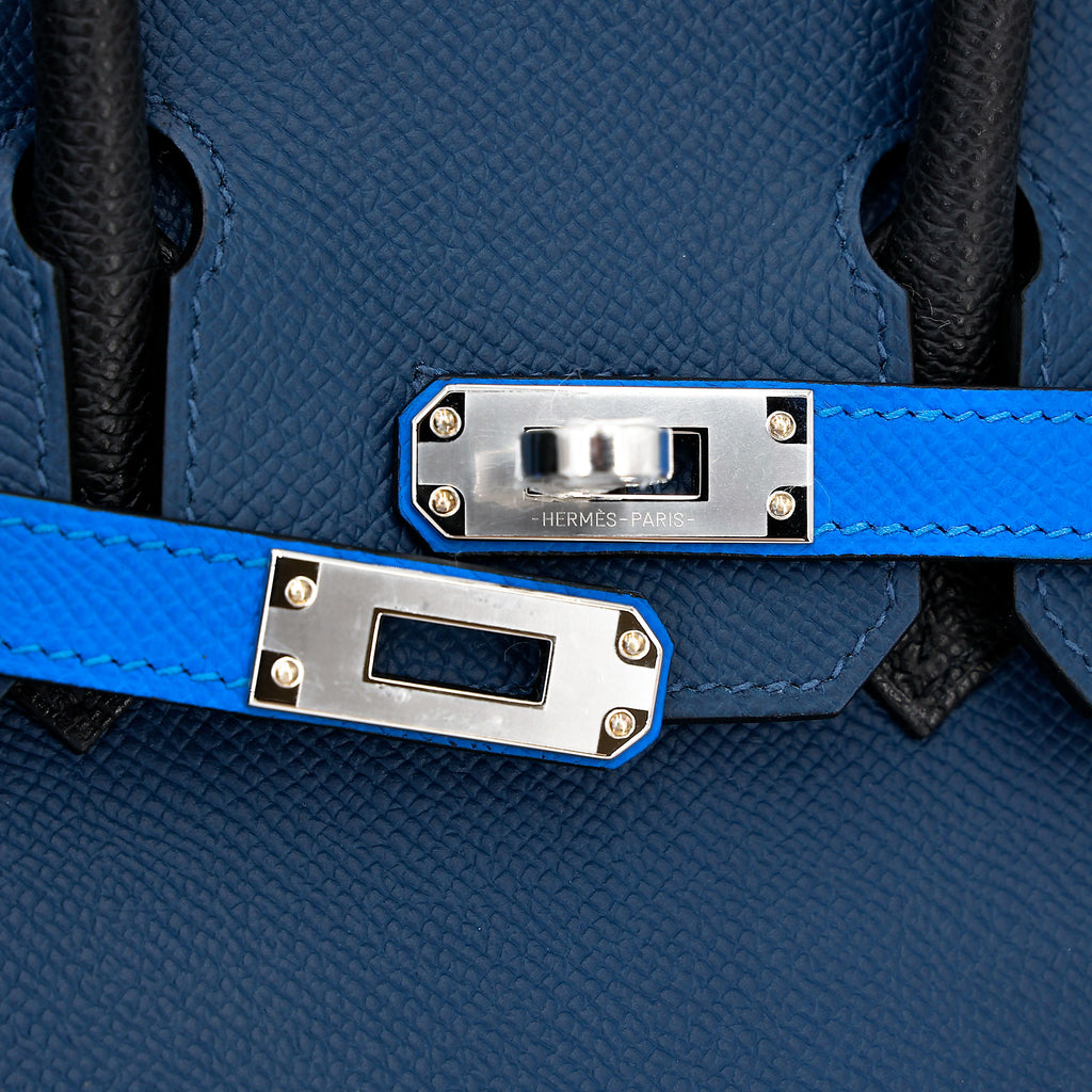 Hermès Birkin 25 Black Deep Blue Bleu Hydra PHW