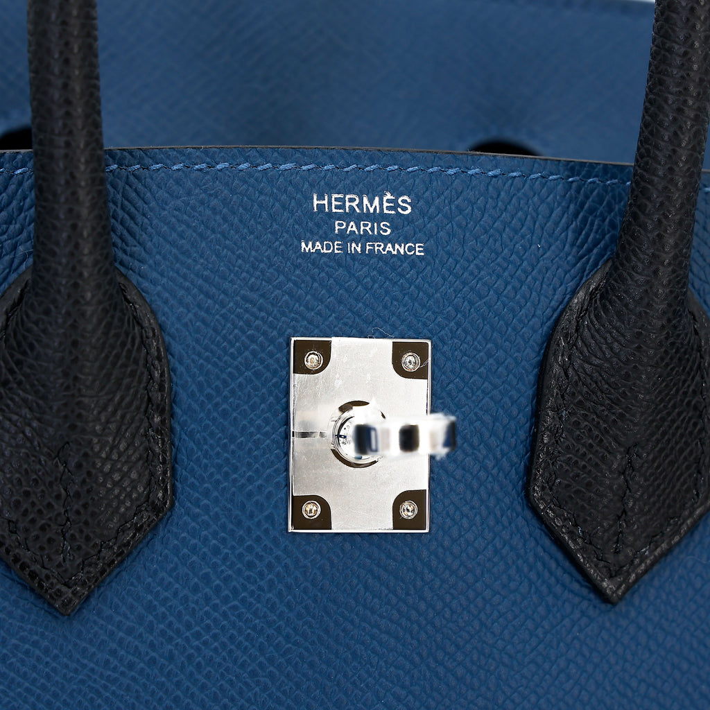 Hermès Birkin 25 Black Deep Blue Bleu Hydra PHW