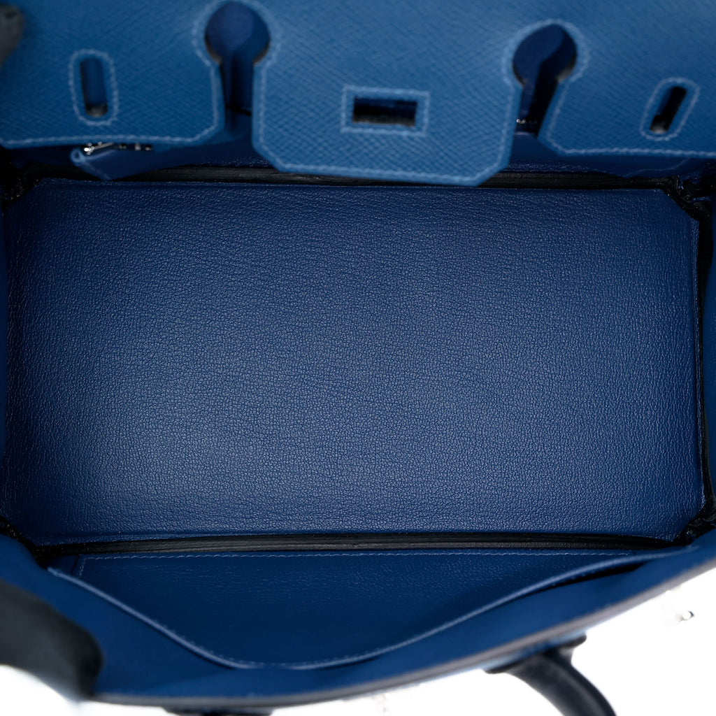 Hermès Birkin 25 Black Deep Blue Bleu Hydra PHW