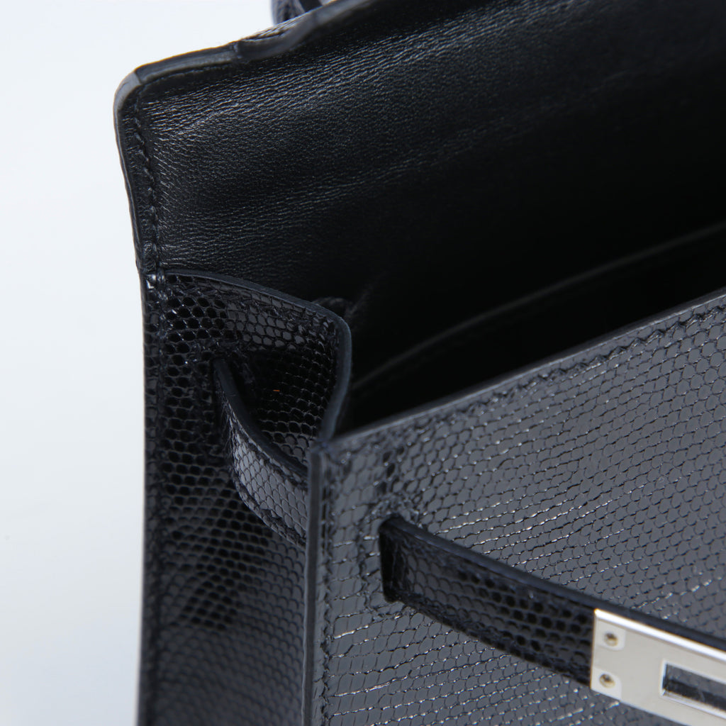 Hermès Mini Kelly II Lizard Black PHW