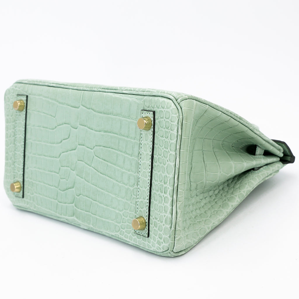 Hermès Birkin 25 Vert D'Eau Matte Porosus Crocodile GHW
