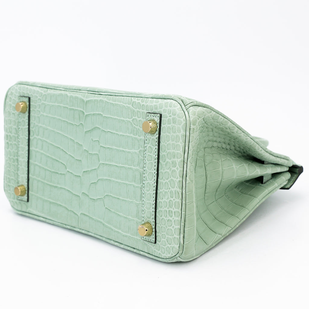 Hermès Birkin 25 Vert D'Eau Matte Porosus Crocodile GHW
