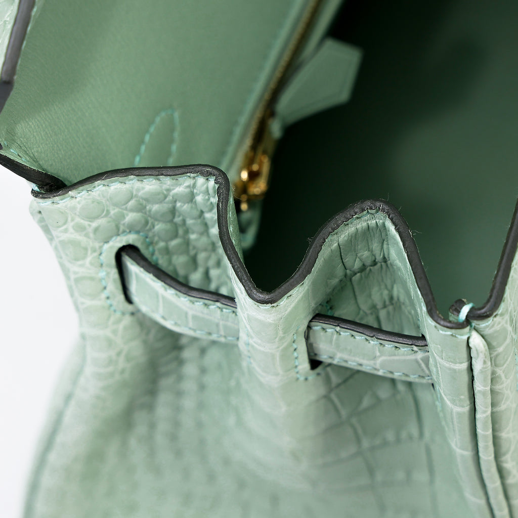 Hermès Birkin 25 Vert D'Eau Matte Porosus Crocodile GHW