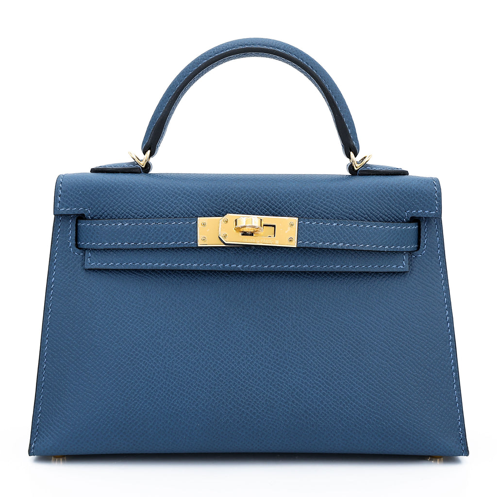Hermès Mini Kelly II Deep Blue GHW
