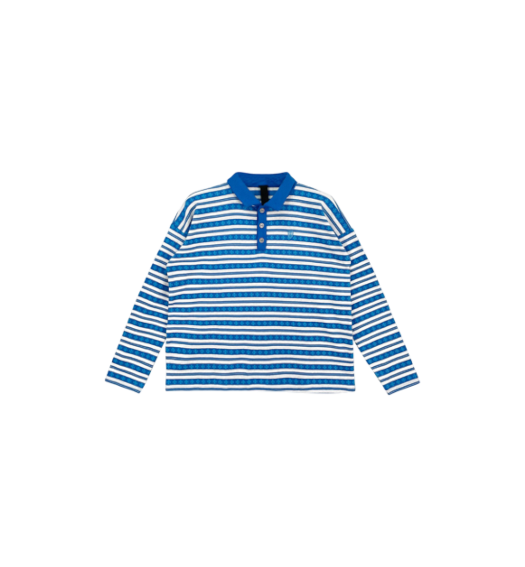 Chrome Hearts Silver Detailed Rugby Polo Long Sleeve "Blue/White"