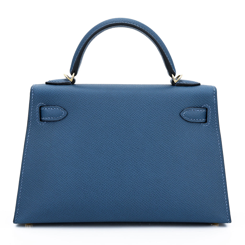 Hermès Mini Kelly II Deep Blue GHW