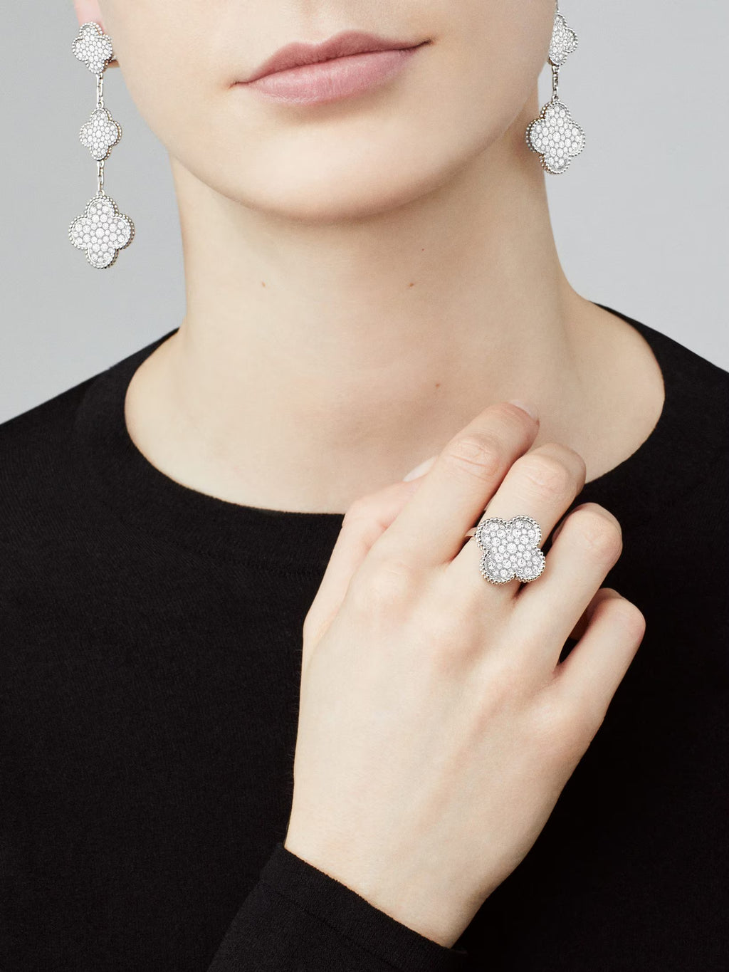 Van Cleef & Arpels Magic Alhambra Earrings 3 Motifs White Gold & Diamonds