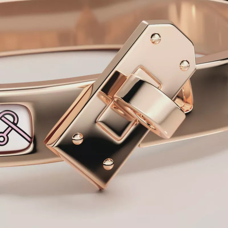 Hermès Mini Clic Kelly Petits Coeurs Bracelet Rose Gold Plated