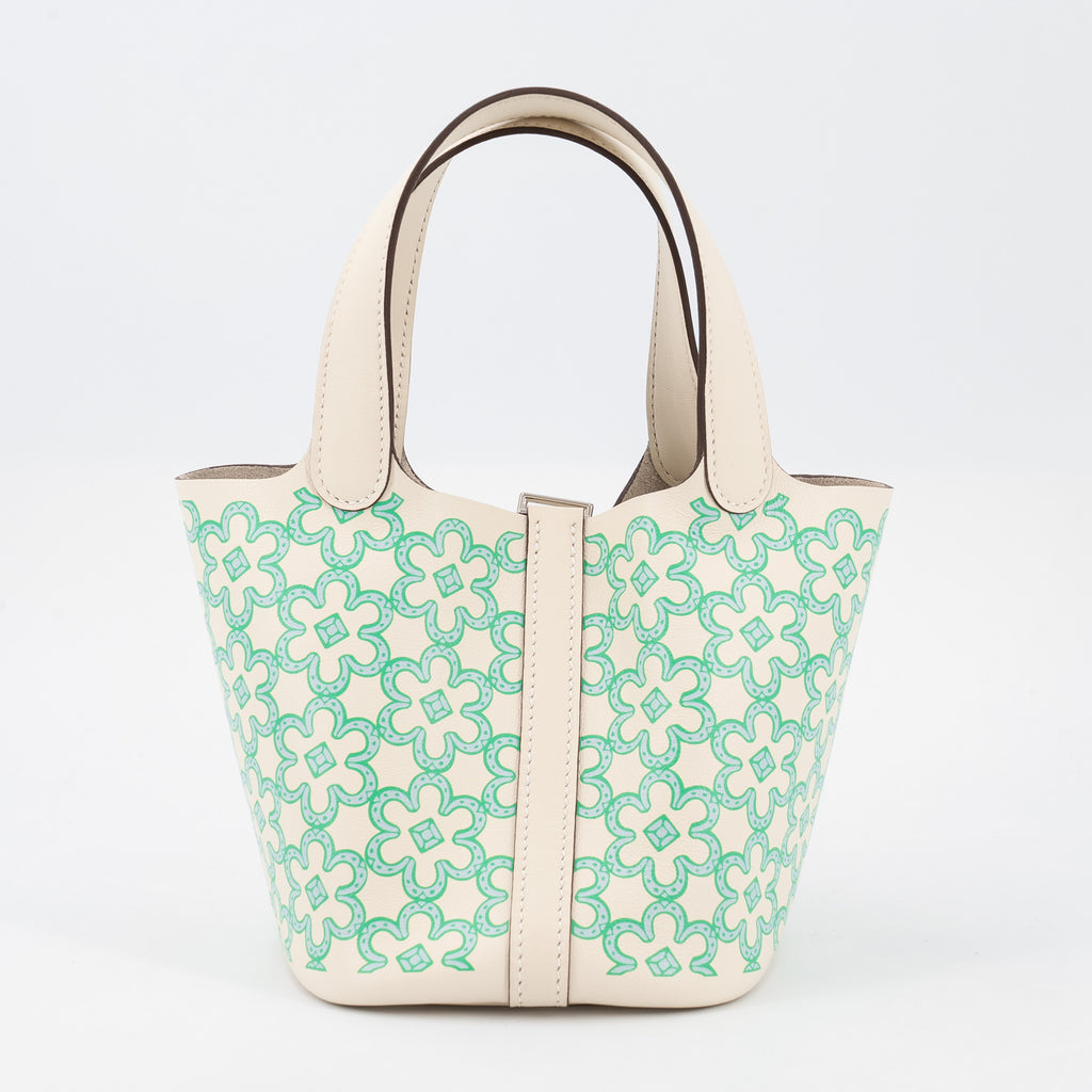 Picotin Micro Hermès Picotin Lock Micro 14 Lucky Daisy Vert Fizz Nata PHW – byElevae