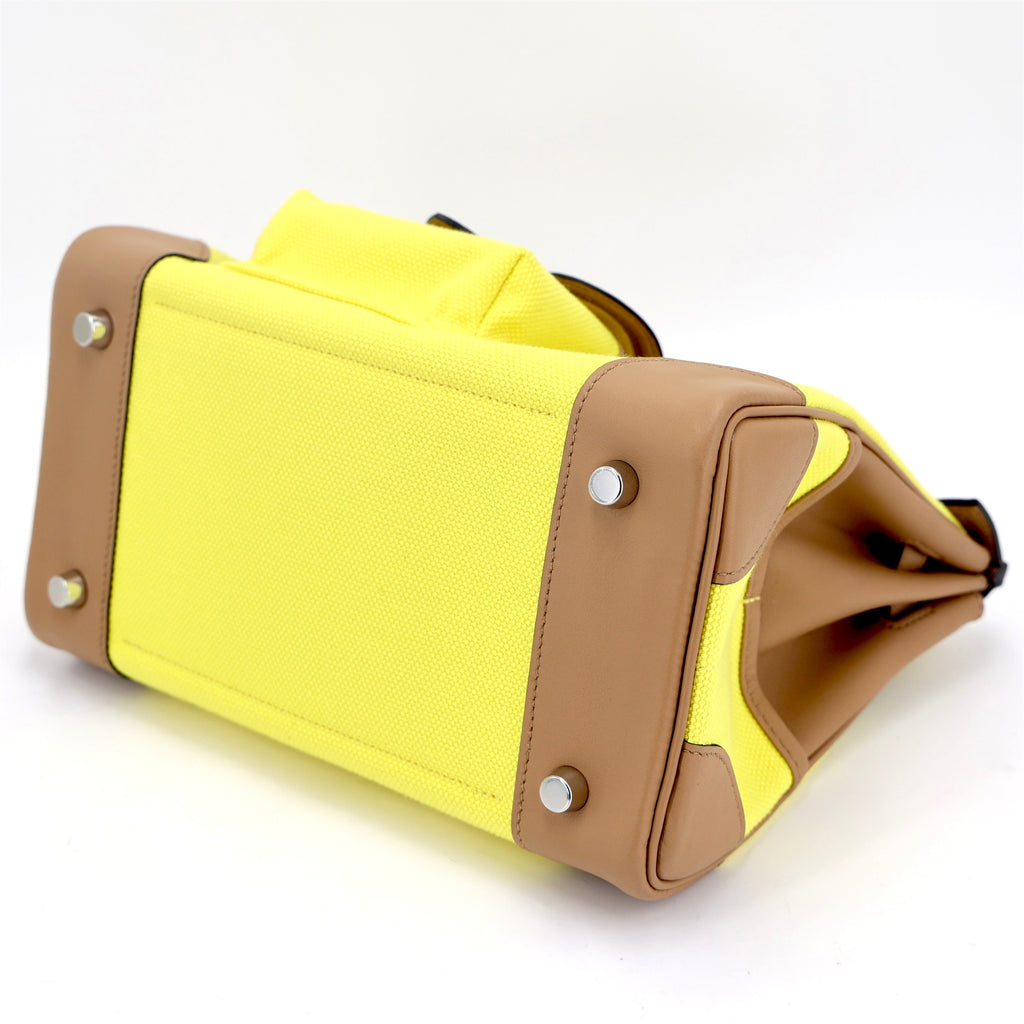 Hermès Birkin Cargo 25 Canvas-Swift Jaune Citron / Chai / Toile Goéland PHW