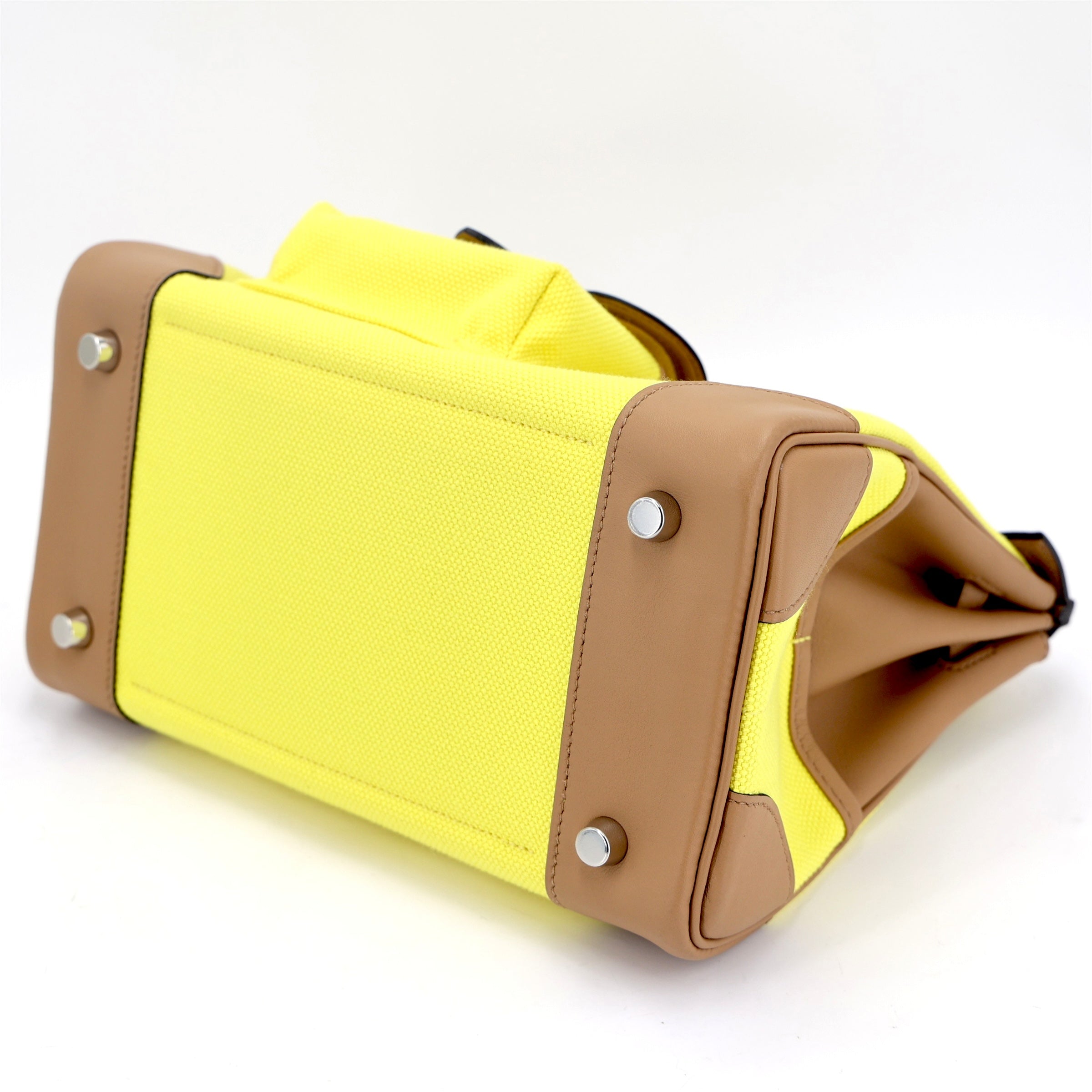 Hermès Birkin Cargo 25 Canvas-Swift Jaune Citron / Chai / Toile Goéland PHW