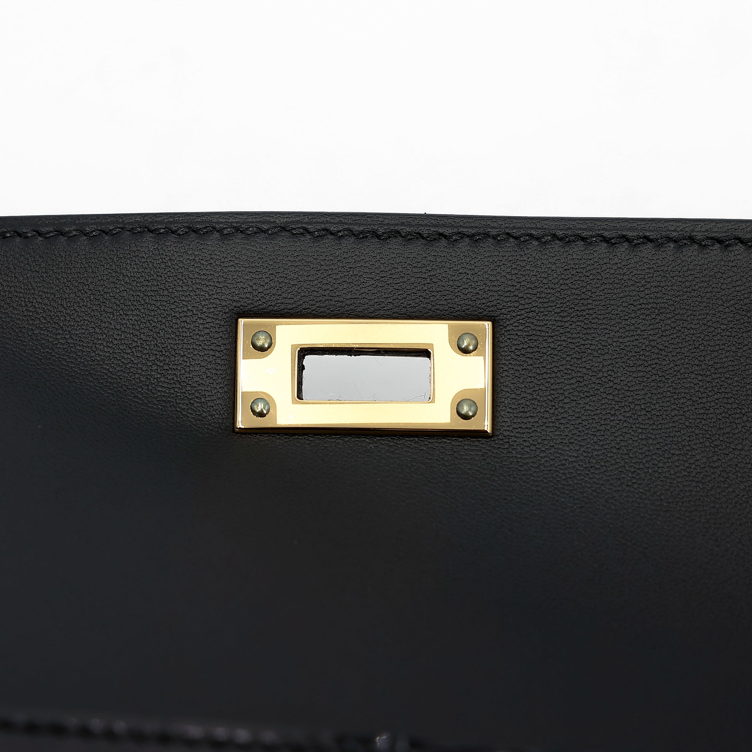 Hermès Kelly Elan Folie Noir Shiny Porosus Crocodile Ostrich Feather GHW