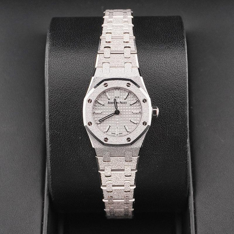 Audemars Piguet Royal Oak Mini Frosted Gold Quartz in White Gold Toned