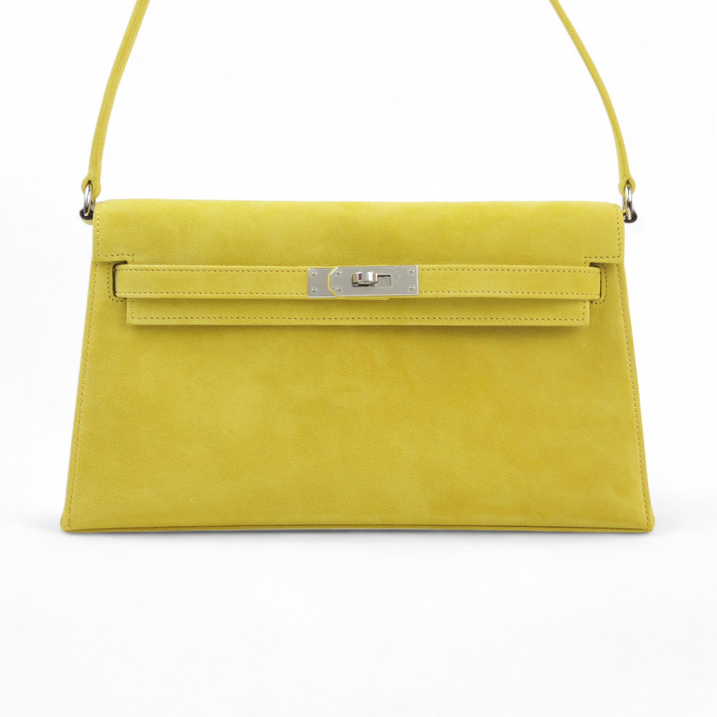 Hermès Kelly Elan Jaune De Naples Suede PHW