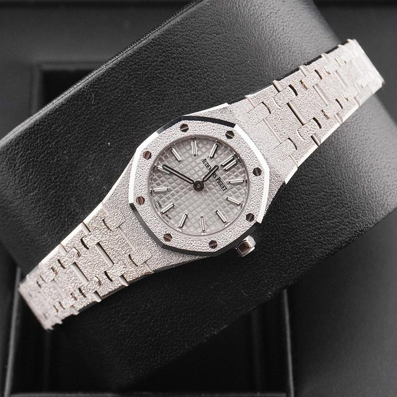 Audemars Piguet Royal Oak Mini Frosted Gold Quartz in White Gold Toned