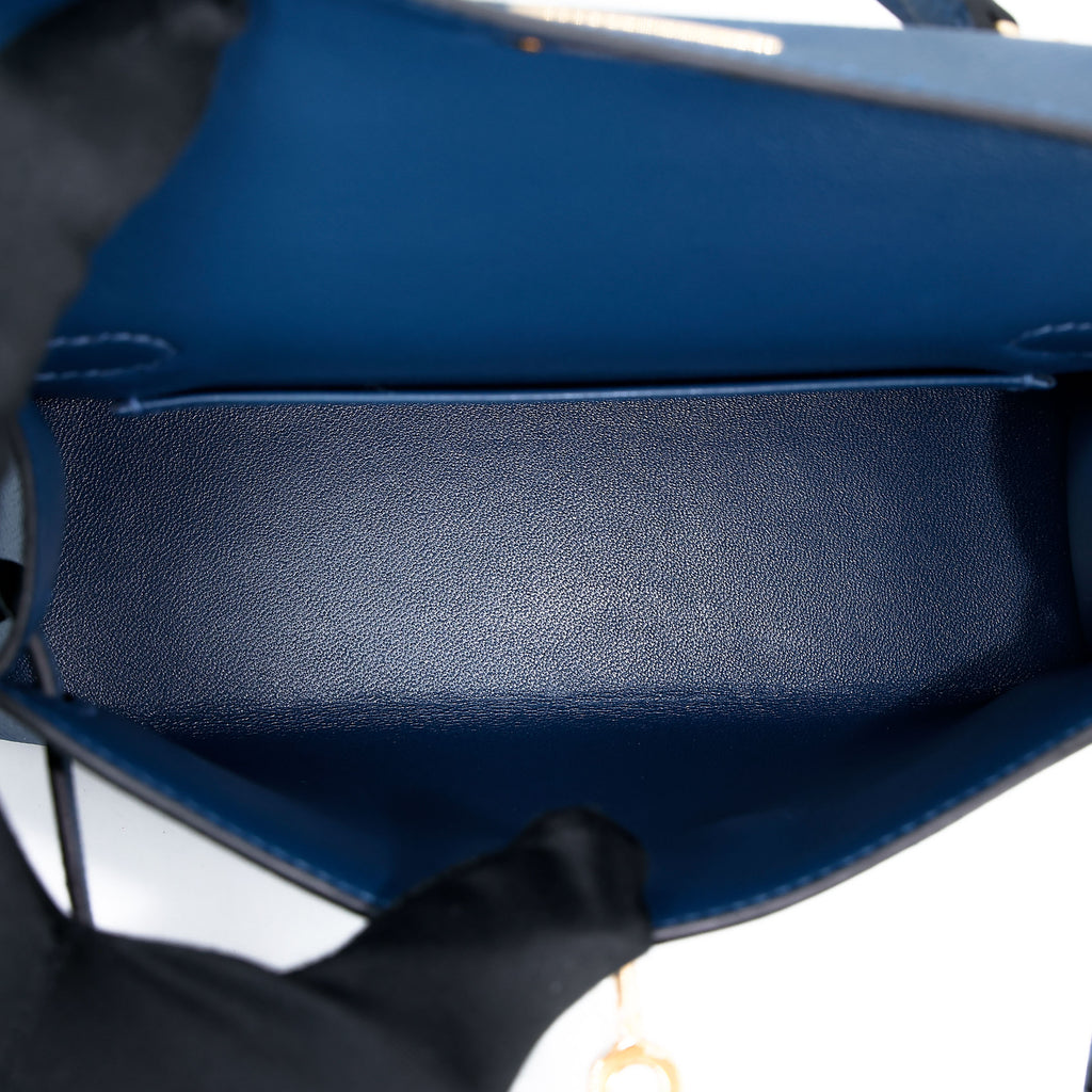 Hermès Mini Kelly II Deep Blue GHW