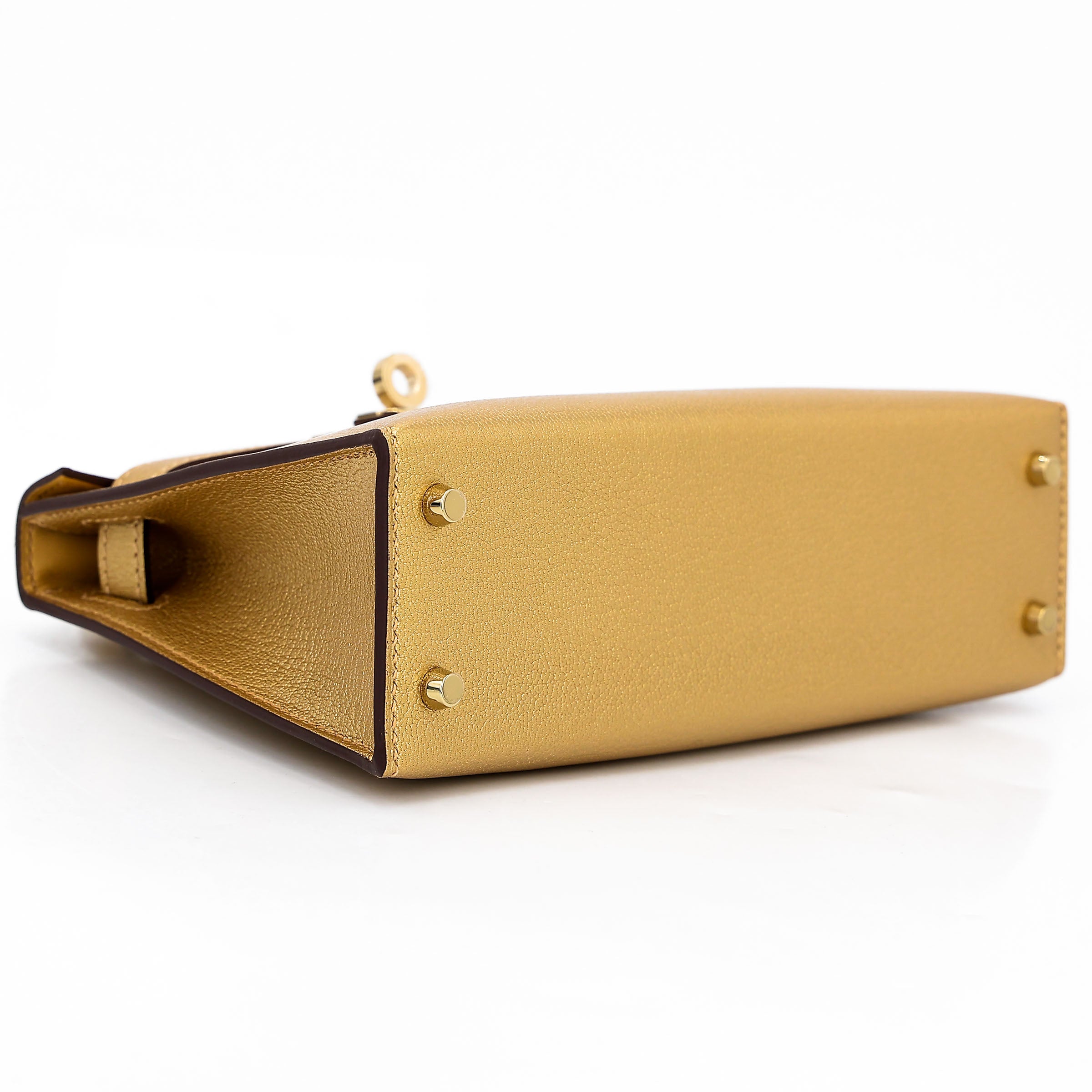 Hermès Min Kelly ll Dore Chèvre GHW