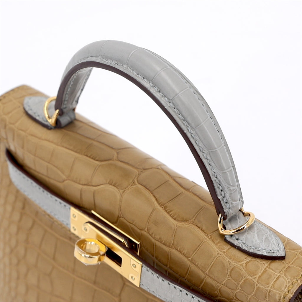 Hermès Min Kelly ll HSS Gris Perle Kraft Alligator GHW