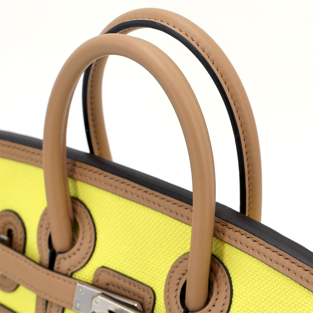 Hermès Birkin Cargo 25 Canvas-Swift Jaune Citron / Chai / Toile Goéland PHW