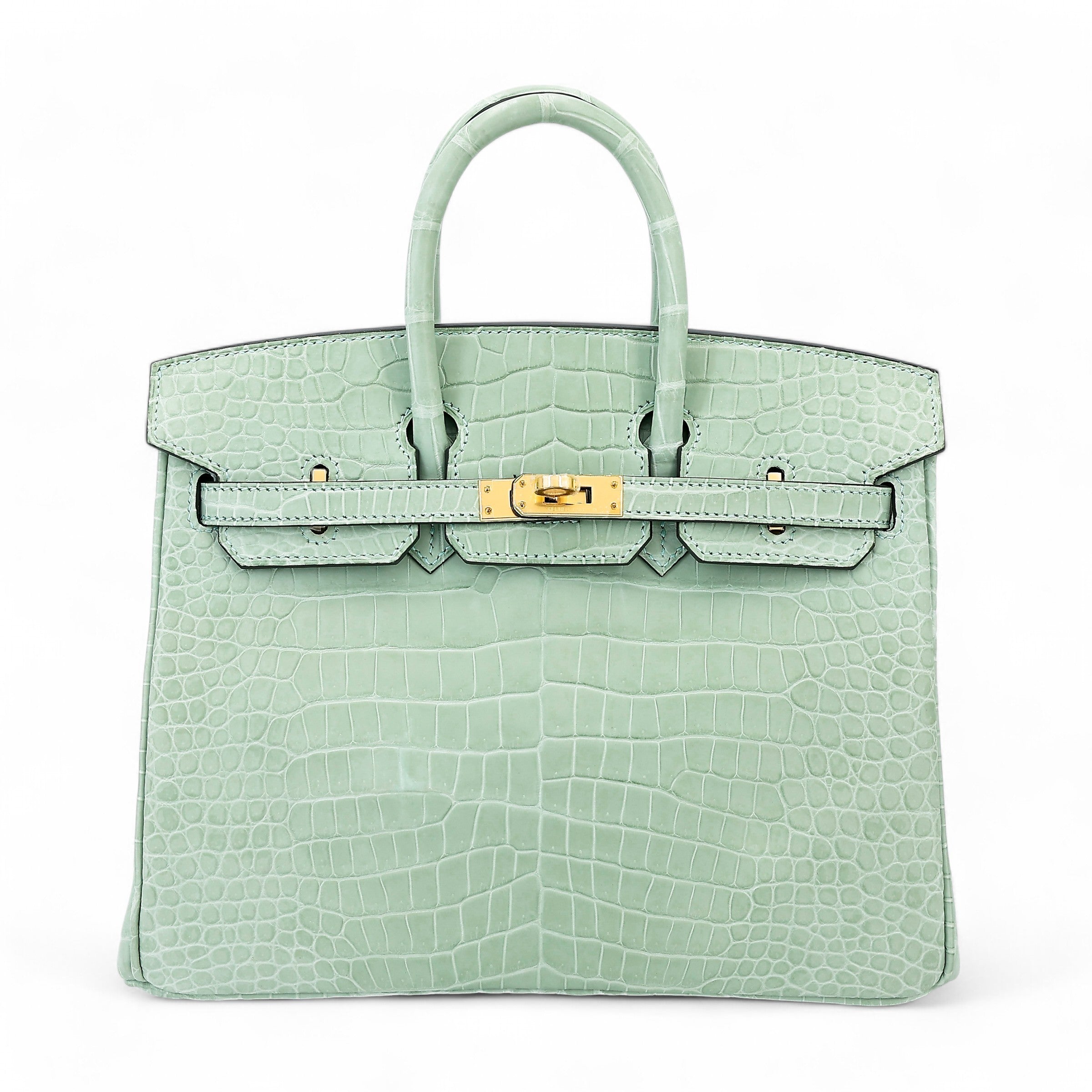 Hermès Birkin 25 Vert D'Eau Matte Porosus Crocodile GHW