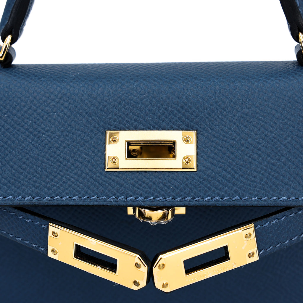 Hermès Mini Kelly II Deep Blue GHW