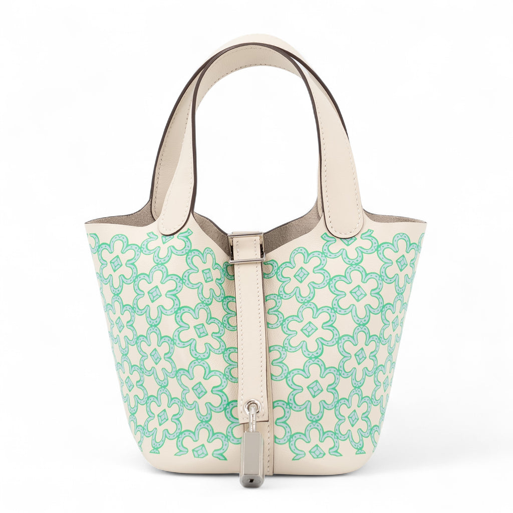 Hermès Picotin Lock Micro 14 Lucky Daisy Vert Fizz Nata PHW