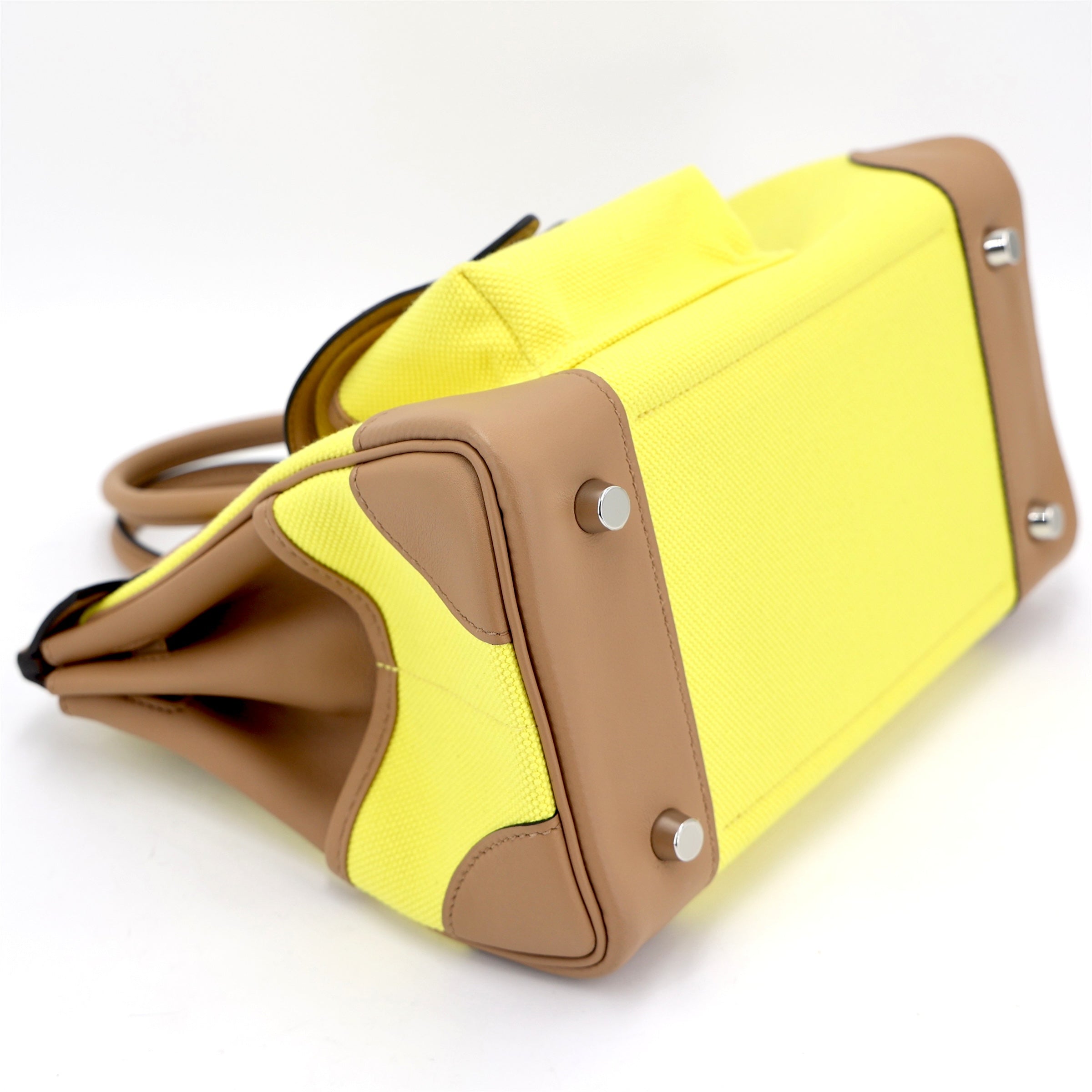 Hermès Birkin Cargo 25 Canvas-Swift Jaune Citron / Chai / Toile Goéland PHW