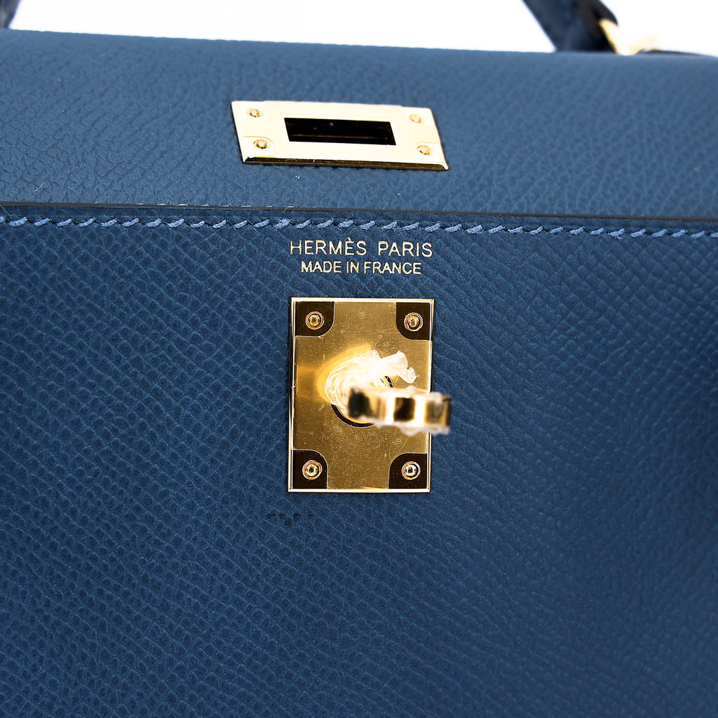 Hermès Mini Kelly II Deep Blue GHW