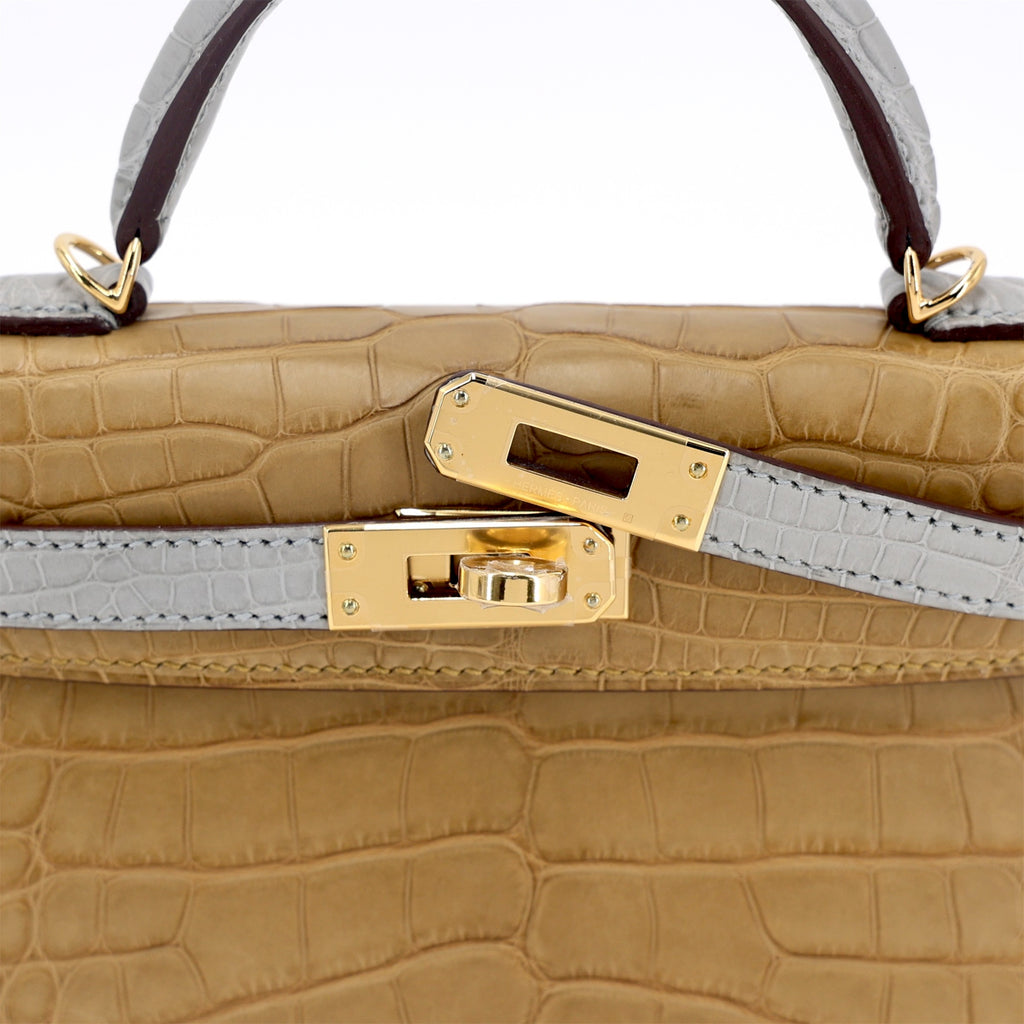 Hermès Min Kelly ll HSS Gris Perle Kraft Alligator GHW