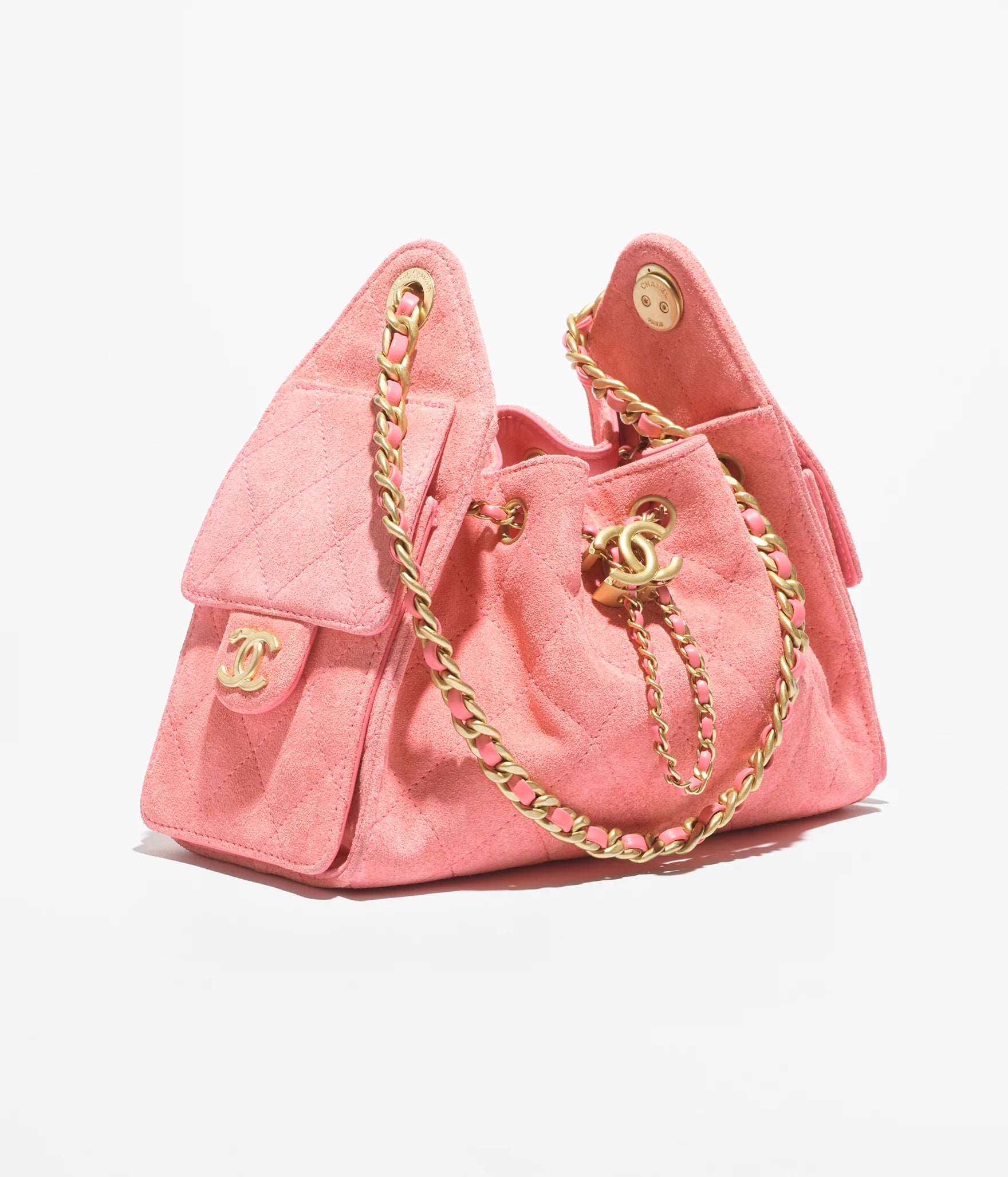 Chanel 25 Mini HandBag Suede Calfskin & Gold Metal Pink