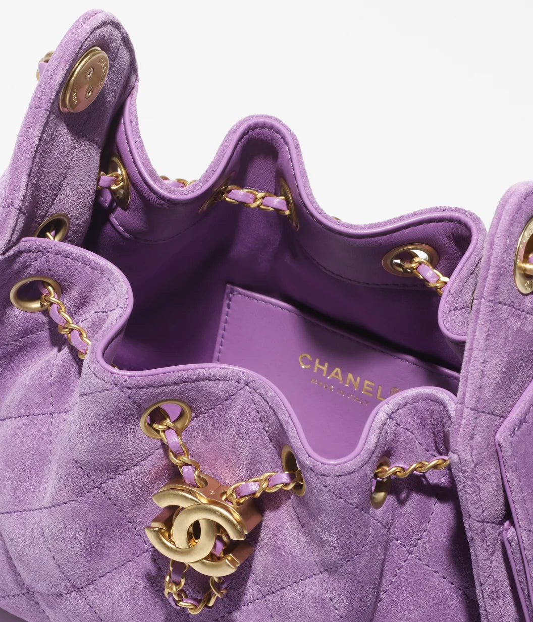 Chanel 25 Mini HandBag Suede Calfskin & Gold Metal Purple