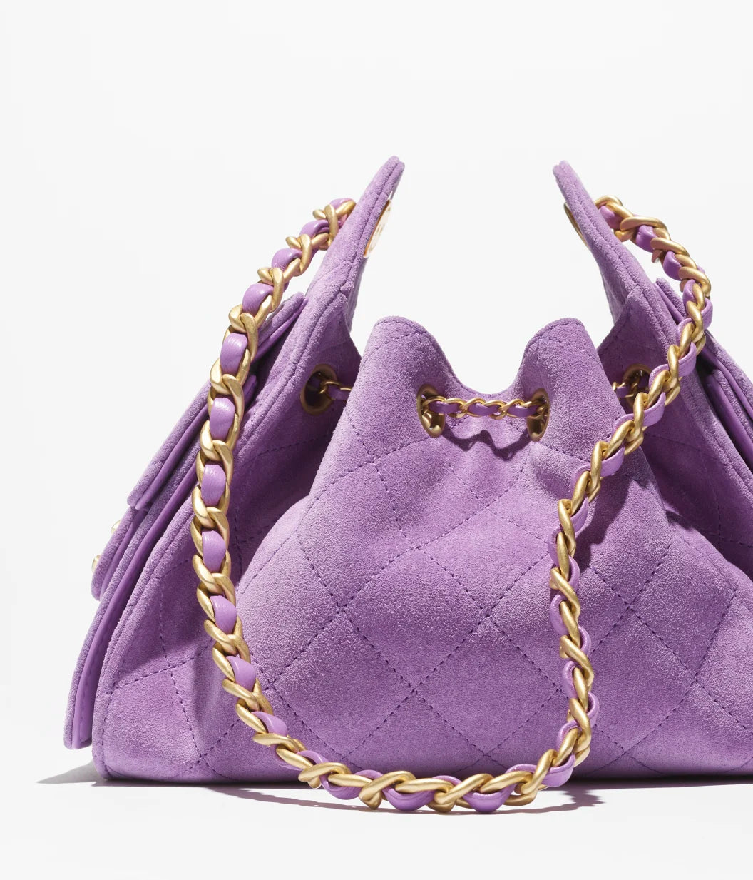 Chanel 25 Mini HandBag Suede Calfskin & Gold Metal Purple