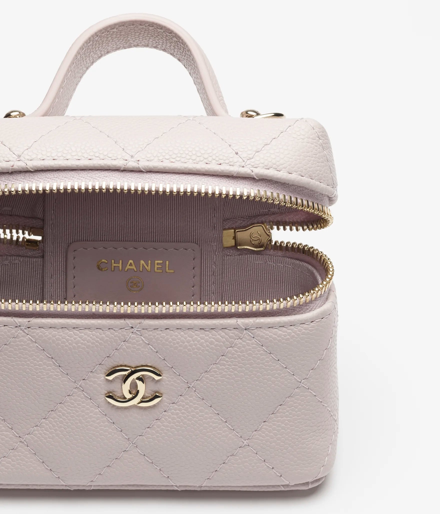 Chanel Classic Mini Bag Charm Grained Shiny Calfskin Gold Tone Metal