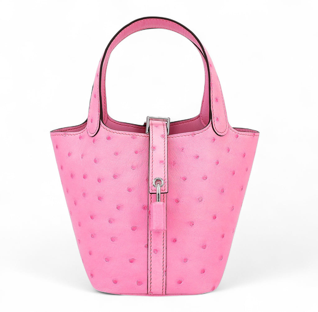 Hermès Picotin Lock Micro 14 Rose Bubblegum Ostrich PHW