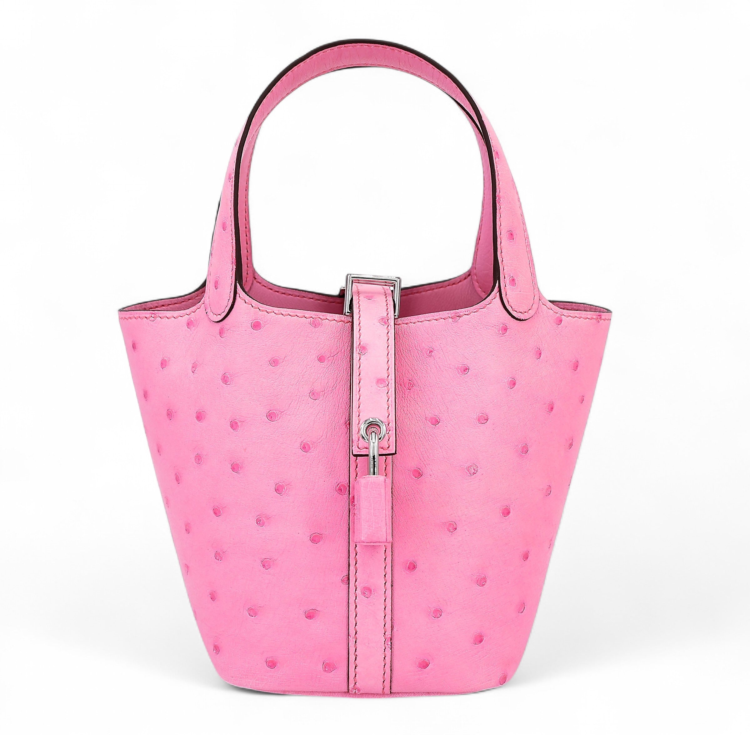 Hermès Picotin Lock Micro 14 Rose Bubblegum Ostrich PHW
