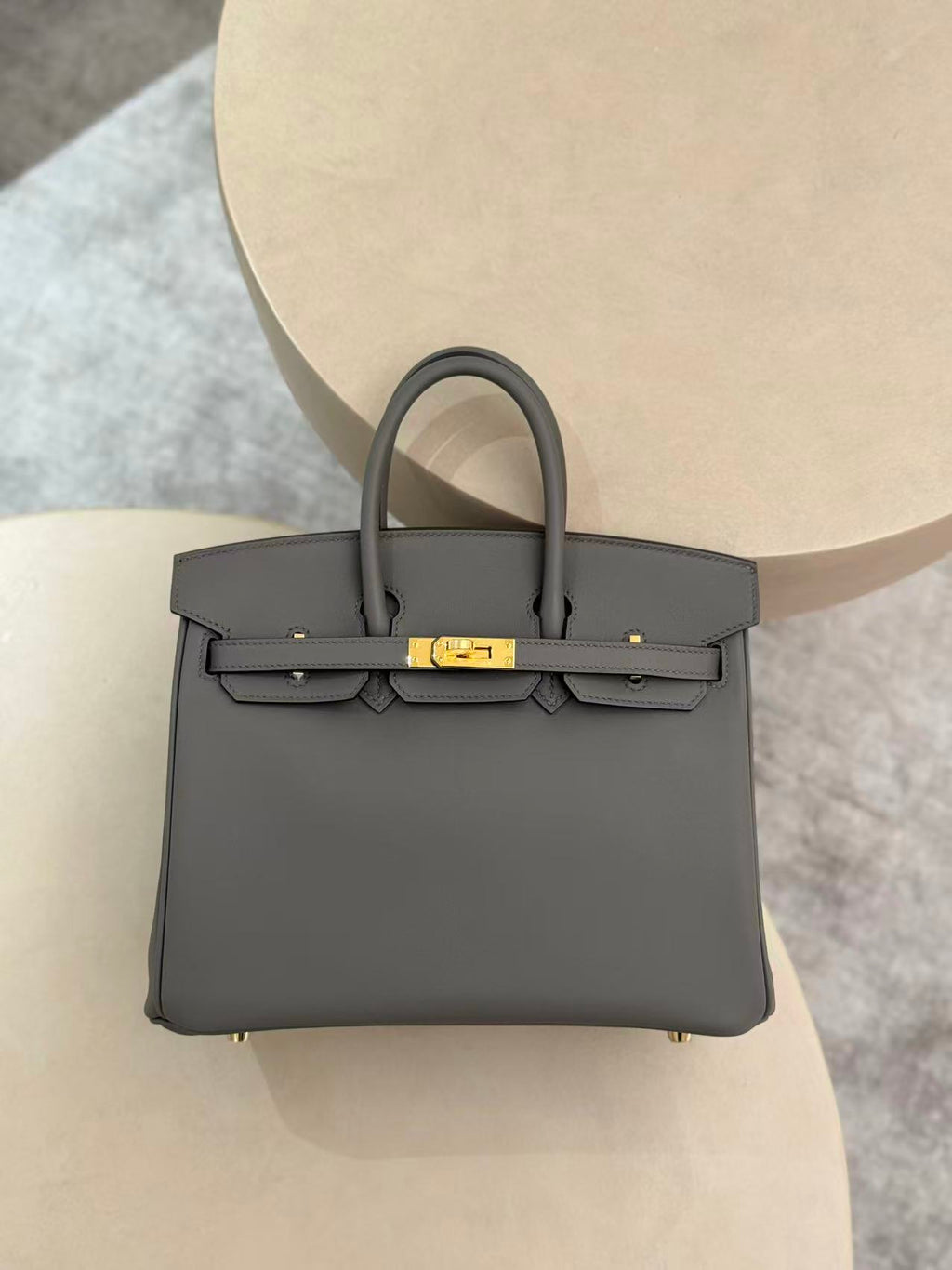 Hermès Birkin 25 Etain Swift leather GHW