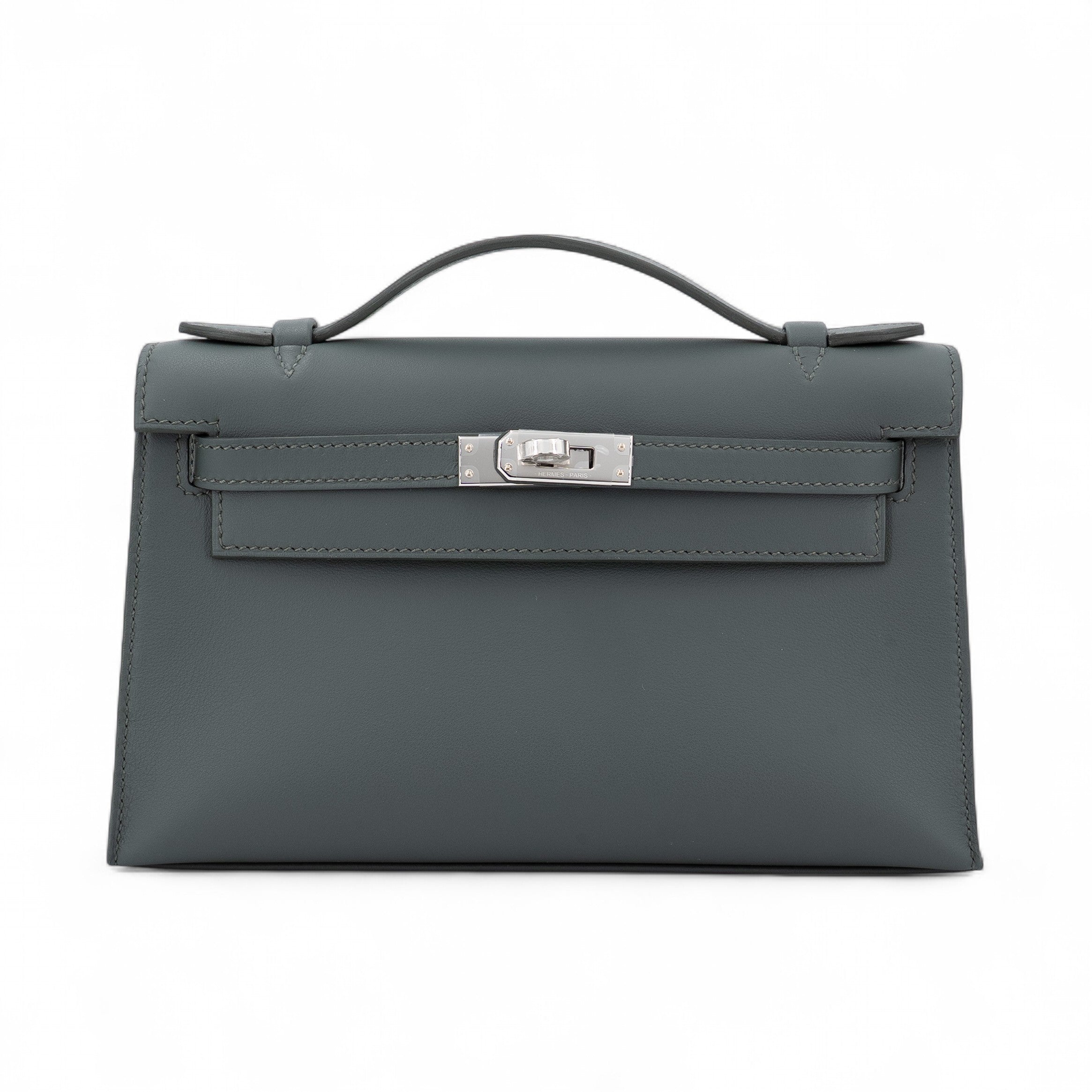 Hermès Kelly Pochette Swift Vert Mangrove PHW