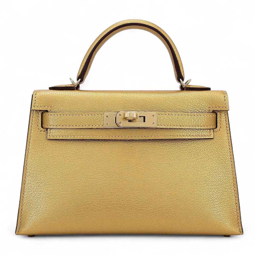 Hermès Min Kelly ll Dore Chèvre GHW