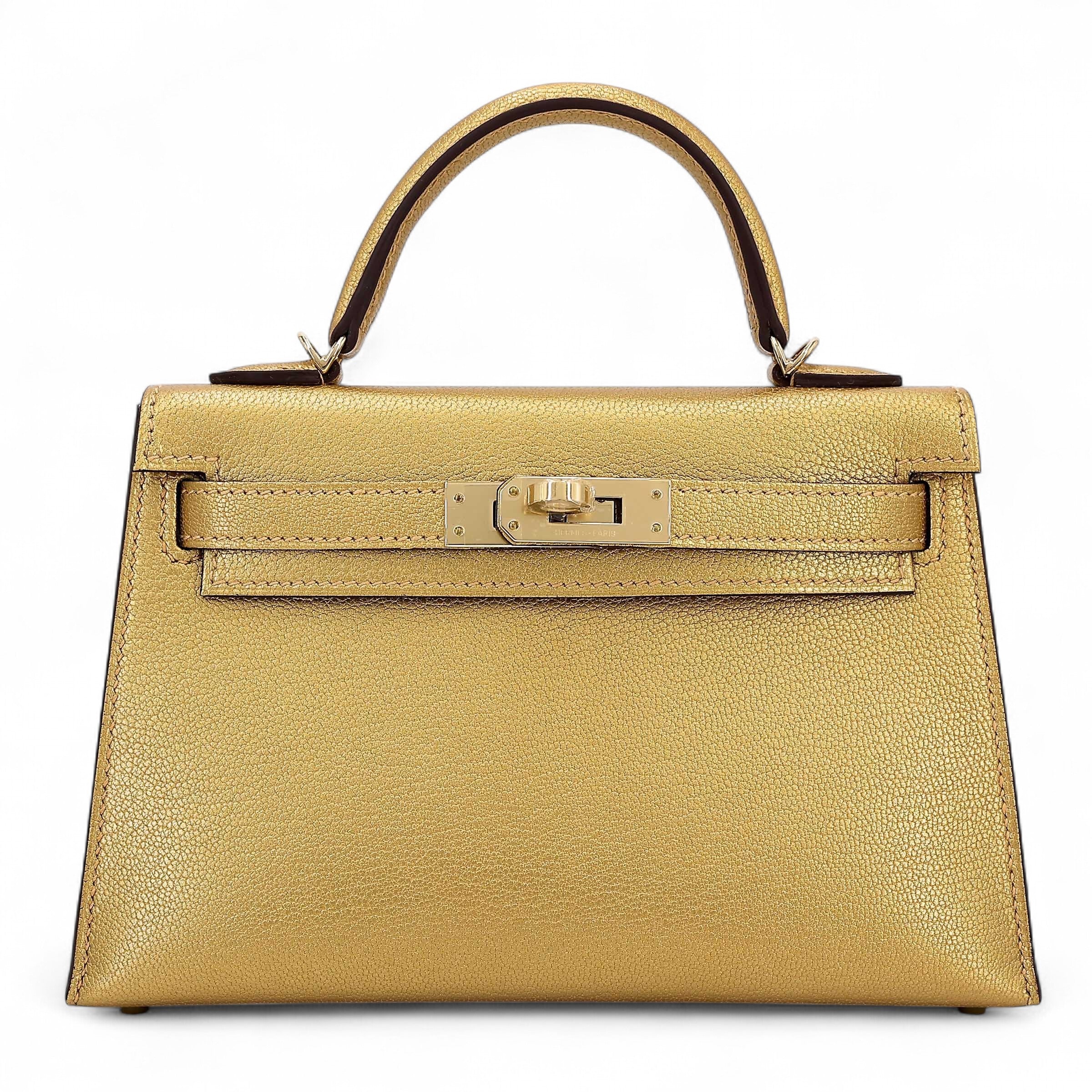 Hermès Min Kelly ll Dore Chèvre GHW