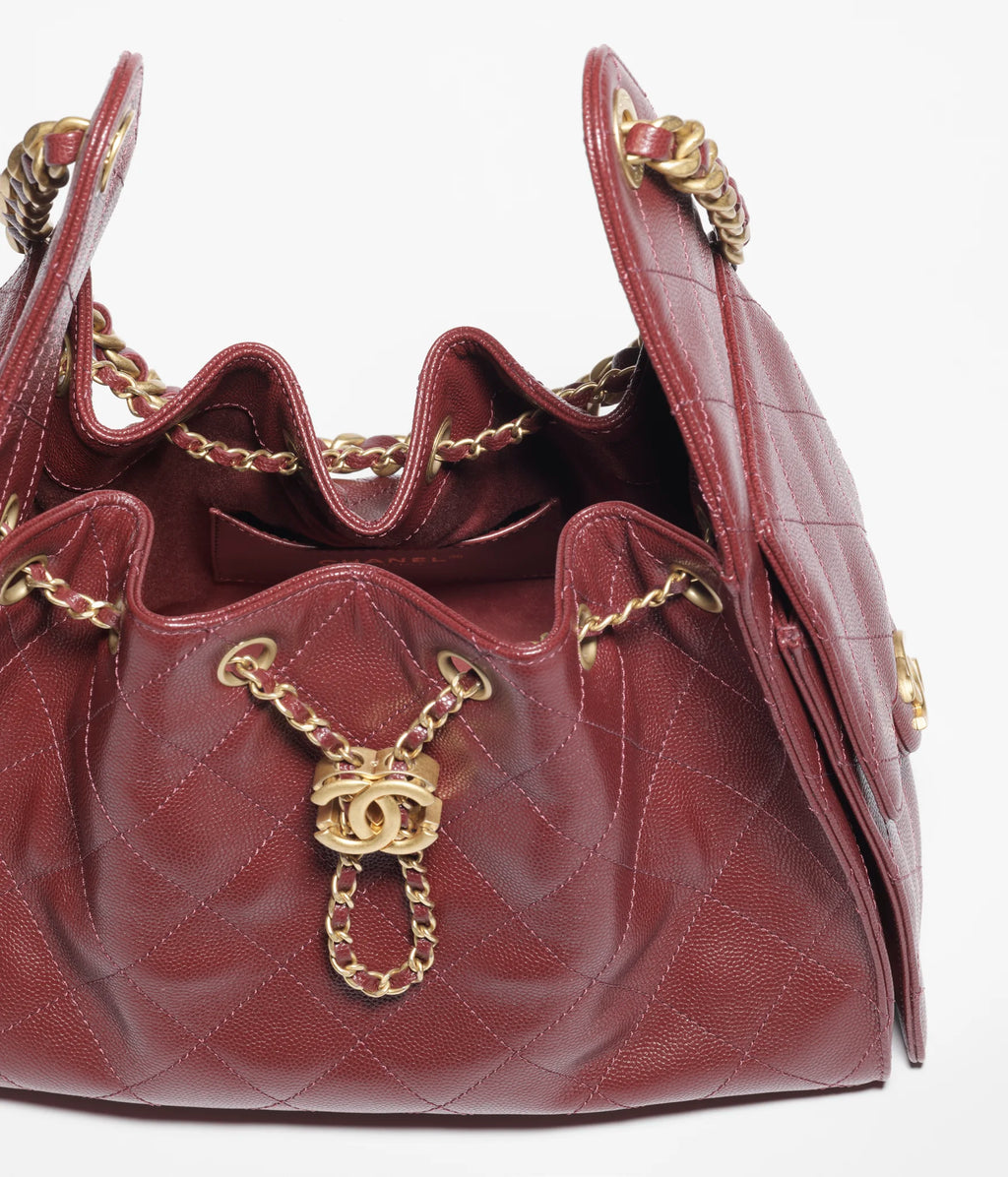 Chanel 25 Leather Handbag Small Burgundy