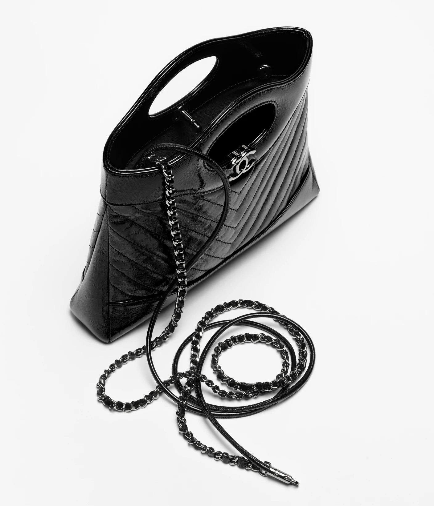 31 Mini Shopping Bag Shiny Lambskin Ruthenium Metal