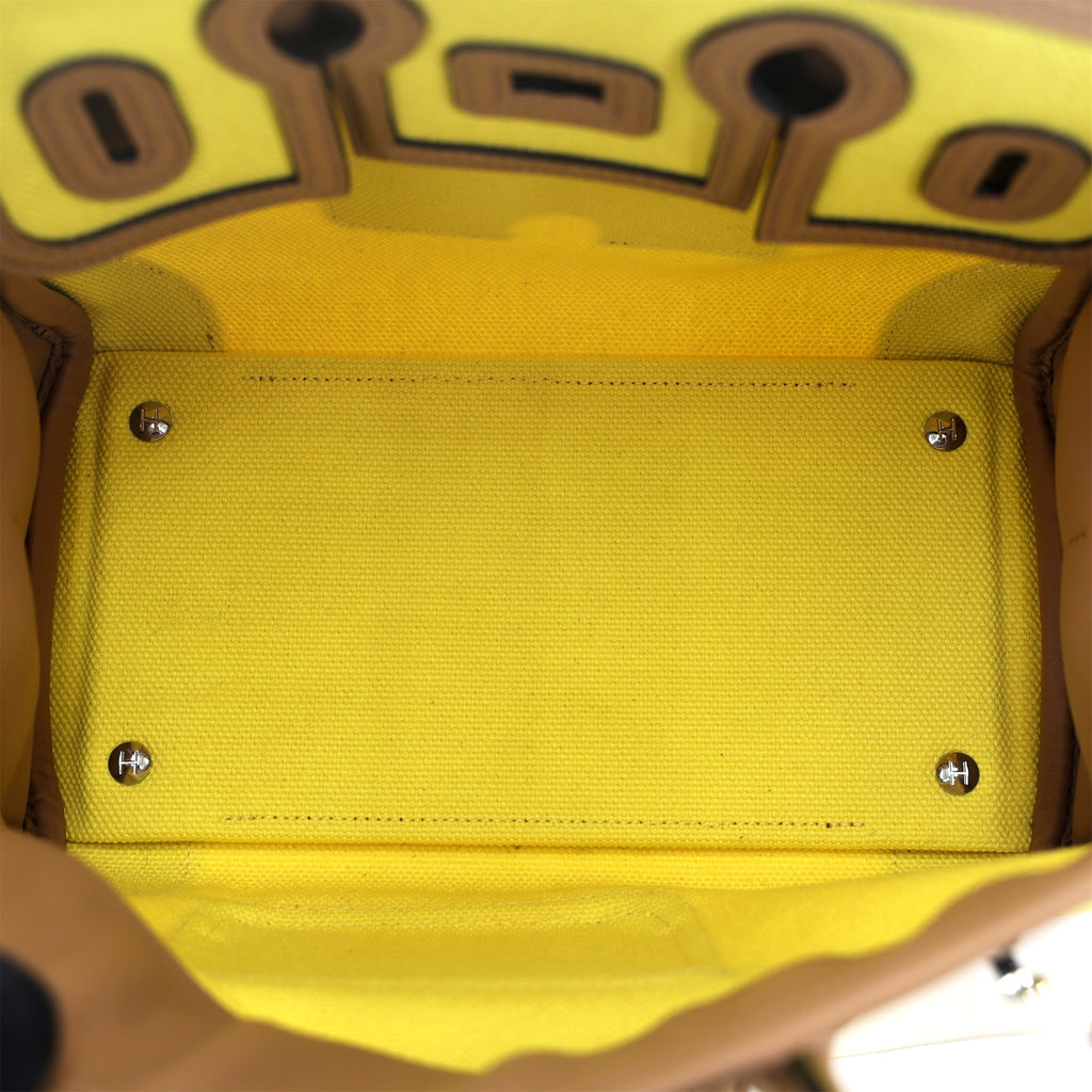 Hermès Birkin Cargo 25 Canvas-Swift Jaune Citron / Chai / Toile Goéland PHW
