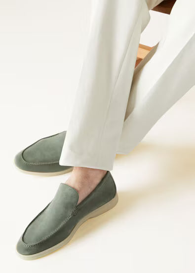 Loro Piana Mens Summer Walk Loafers Frozen Fir