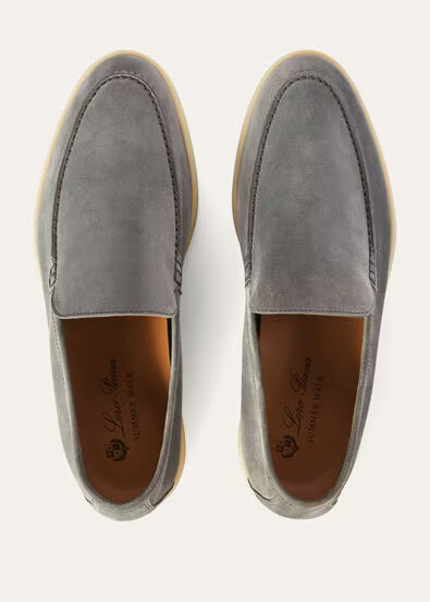 Loro Piana Mens Summer Walk Loafers Gull Gray