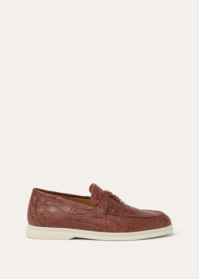 Loro Piana Summer Charms Walk Loafers Paprika Brown
