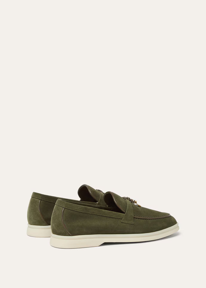 Loro Piana Summer Charms Walk Loafers Ribbon Green