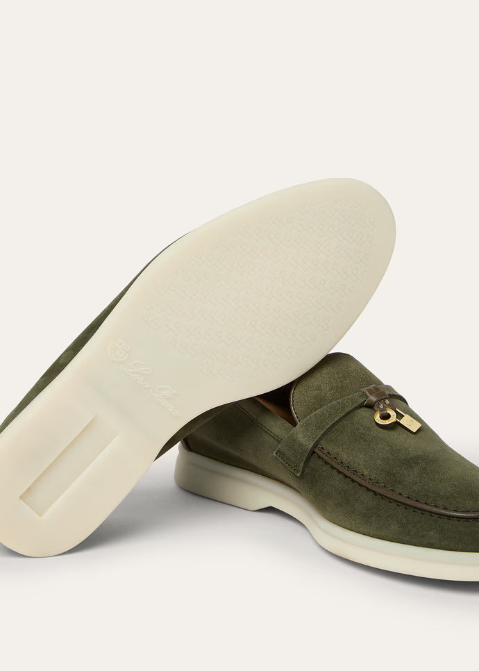 Loro Piana Summer Charms Walk Loafers Ribbon Green