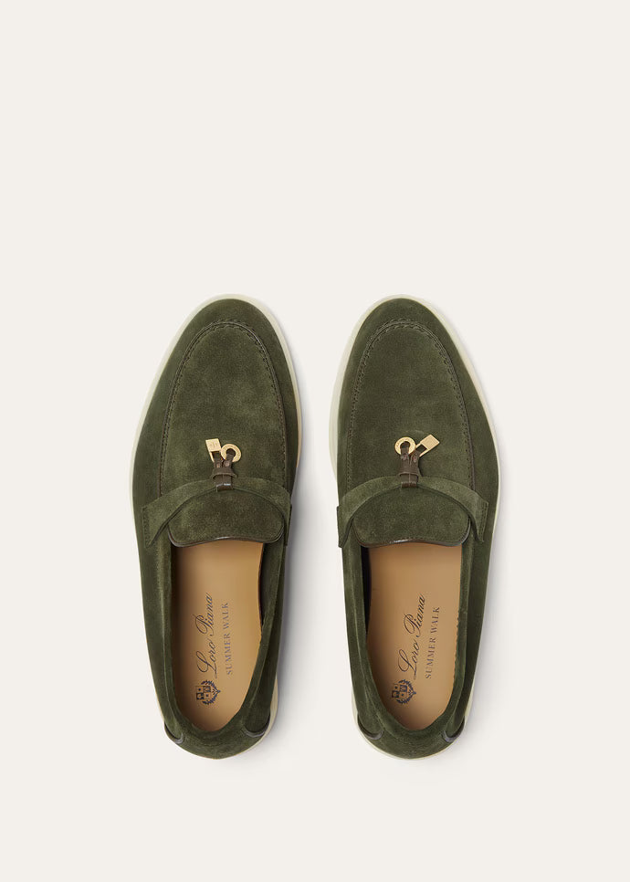 Loro Piana Summer Charms Walk Loafers Ribbon Green